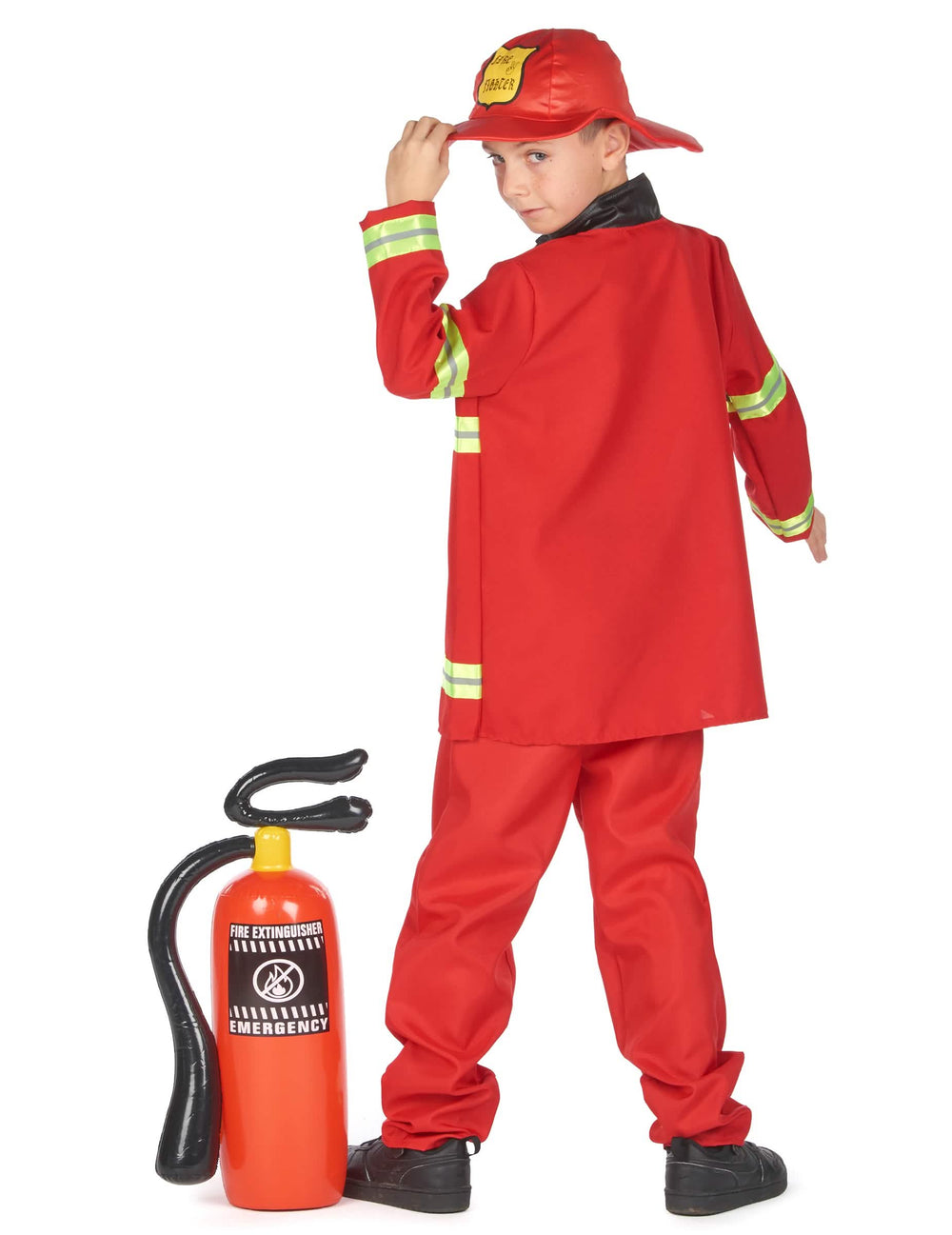 Vue de dos du déguisement de pompier pour enfant