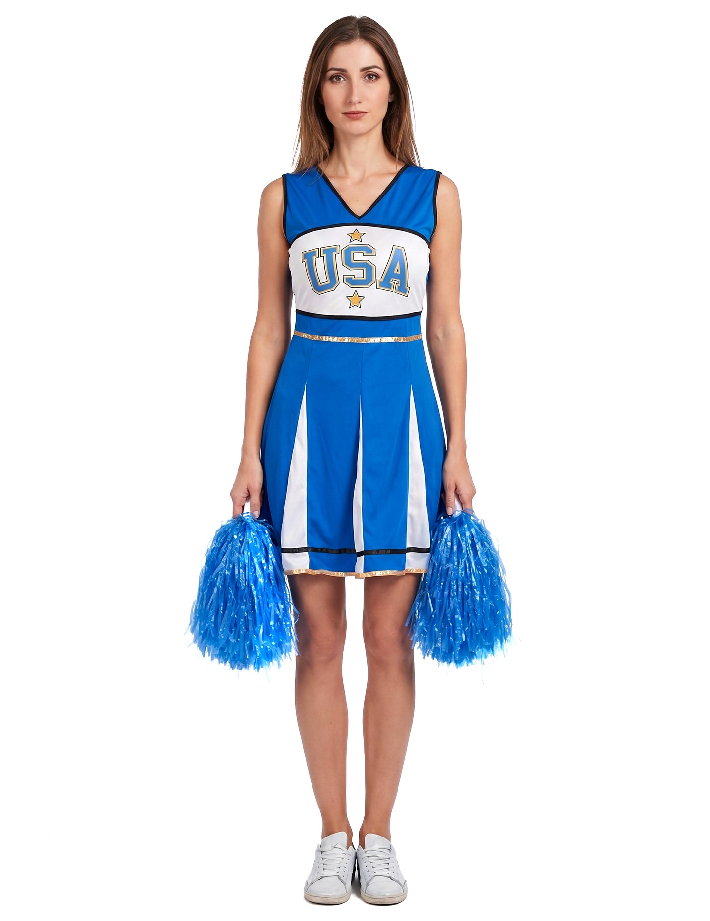 Déguisement pompom girl USA bleu femme