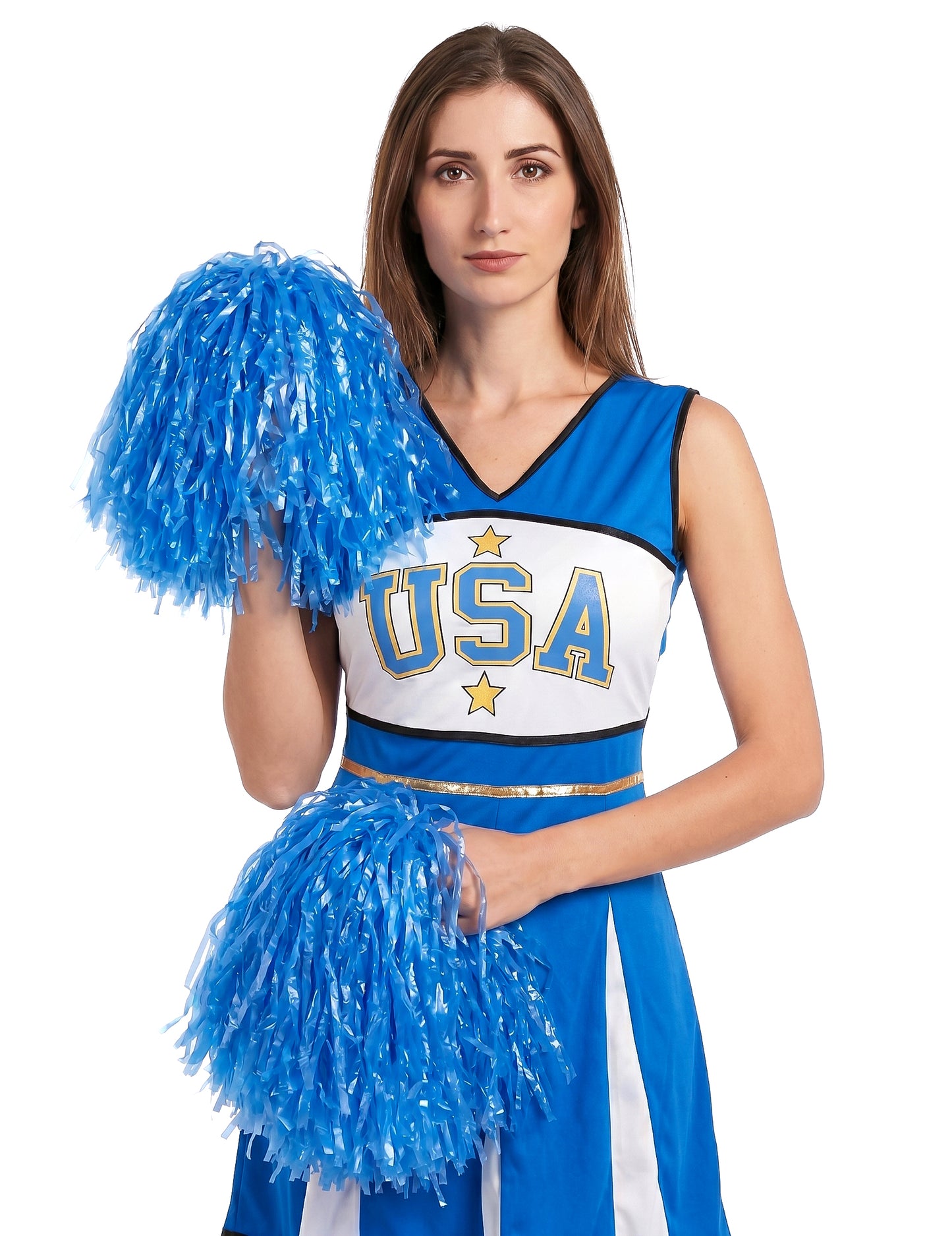 Déguisement pompom girl USA bleu femme