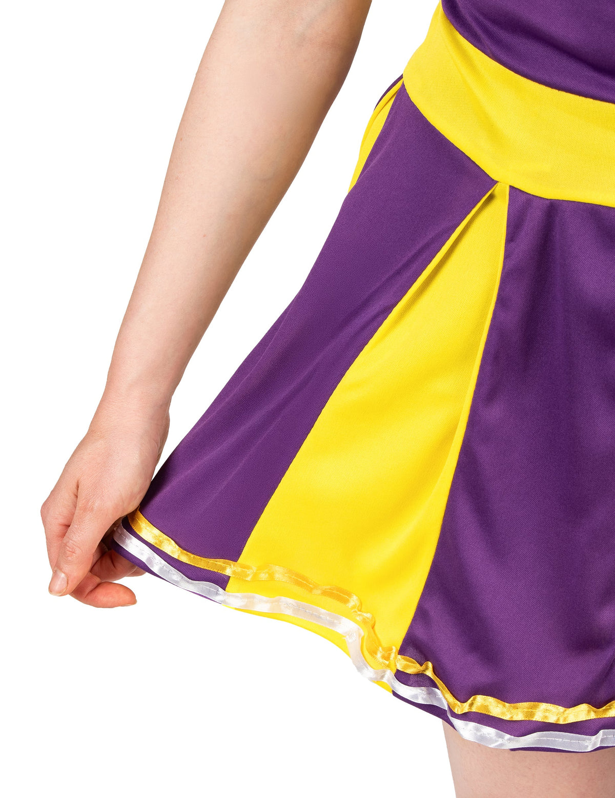 Pompom-tyttö naamiaisasu USA violetti ja keltainen naiset
