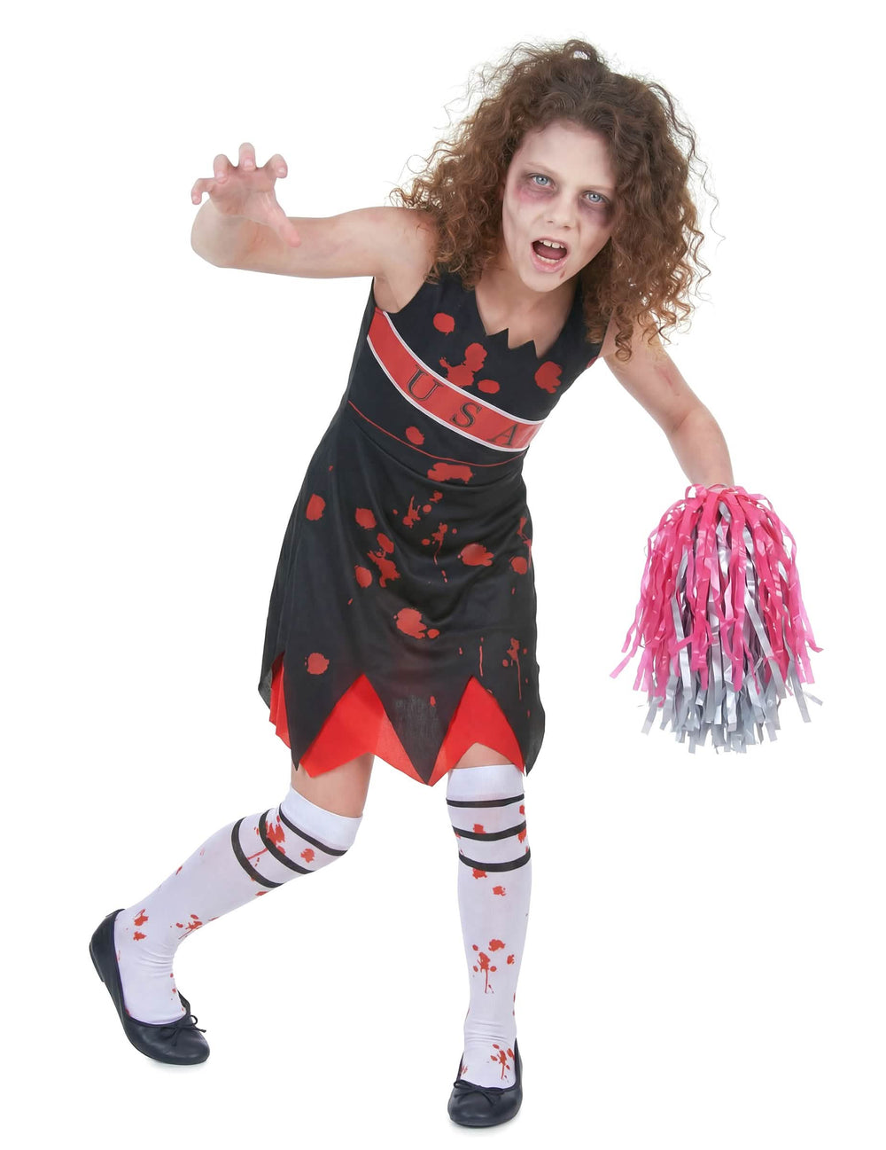 zombiet pompom girl -asu tytöt musta ja punainen verinen, jossa on pompon