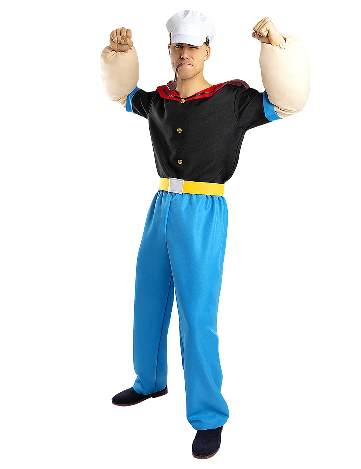Vue de face avec bras musclés du déguisement de Popeye