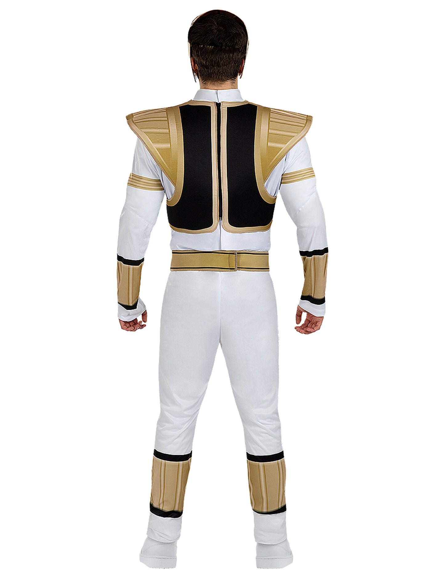 Vue de dos du déguisement Power Ranger blanc pour adulte