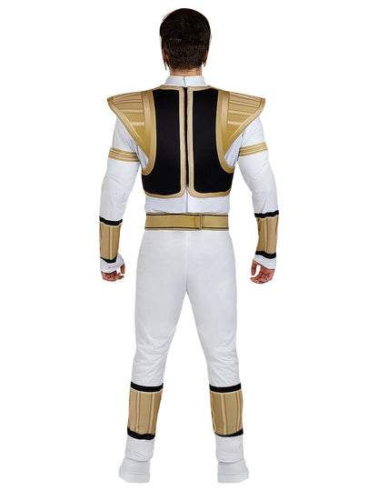 Vue de dos du déguisement Power Ranger blanc pour adulte