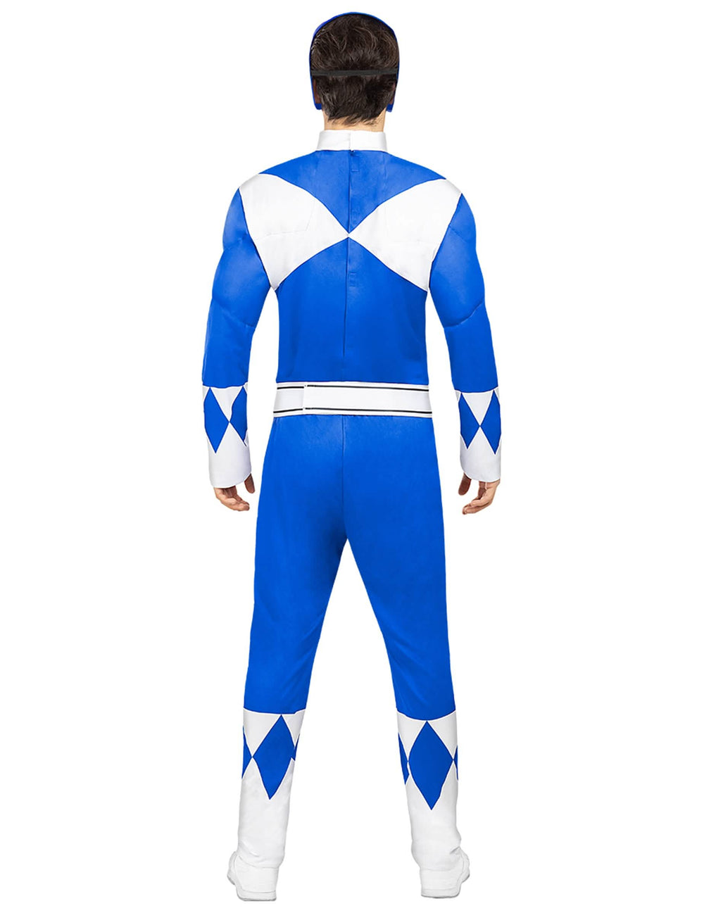 Déguisement Power Ranger™ bleu pour adulte bleu et blanc vue de dos