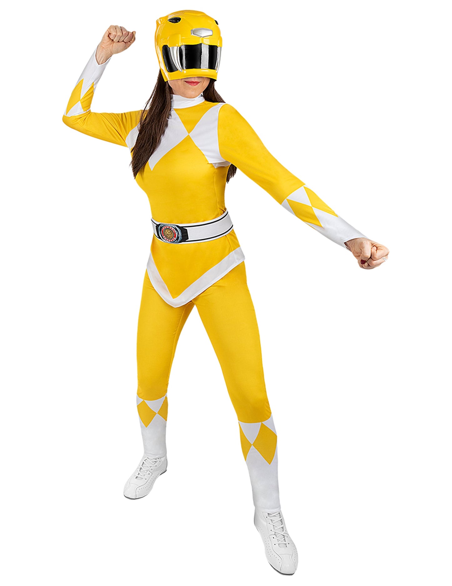 Déguisement Power Ranger™ pour adulte jaune avec masque et ceinture