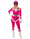 Déguisement Power Ranger rose pour adulte rose et blanc avec casque et ceinture