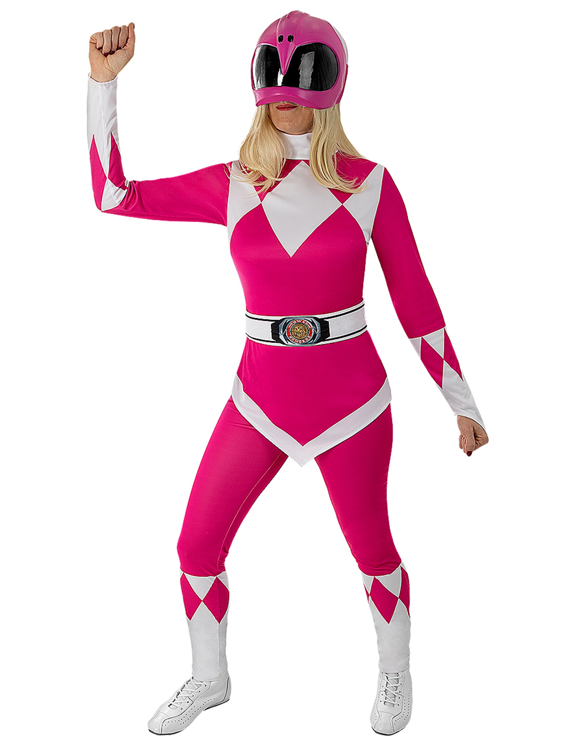 Vue de face du déguisement Power Ranger rose