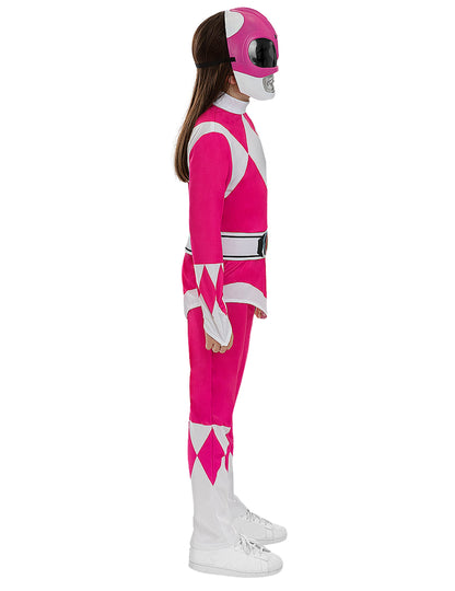 Vue de profil du déguisement Power Ranger rose