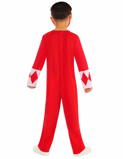 Vue de dos du déguisement Power Ranger rouge pour enfant