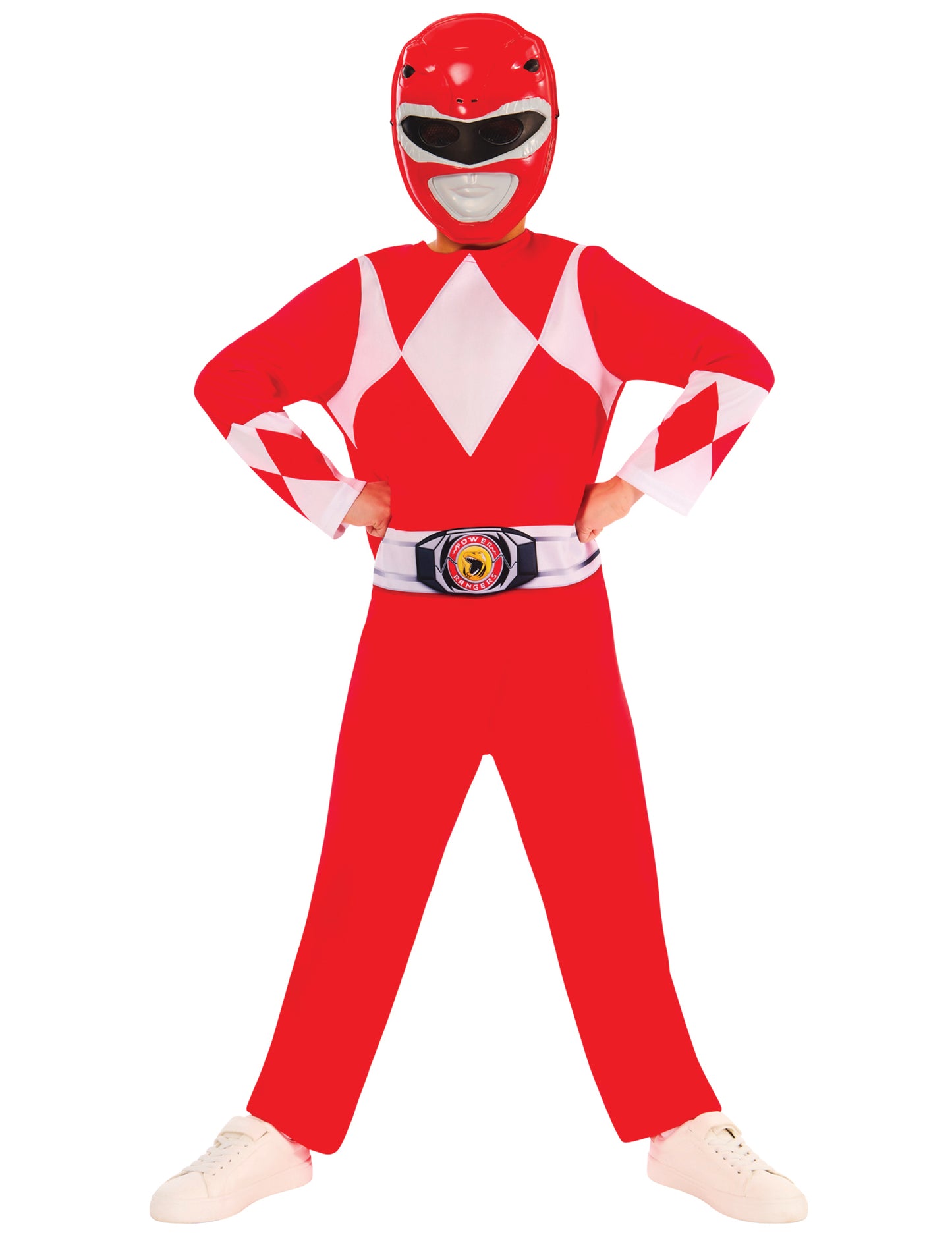 Déguisement Power Ranger rouge pour enfant rouge classique avec masque