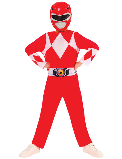Déguisement Power Ranger rouge pour enfant rouge classique avec masque
