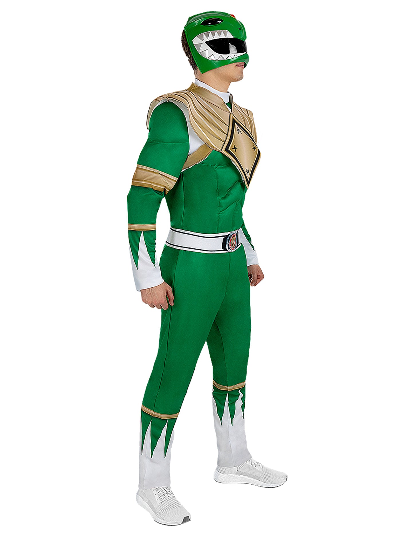 Vue de profil du déguisement Power Ranger vert