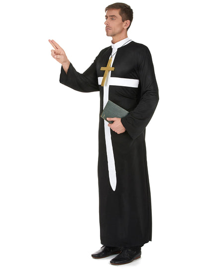 Vue de profil du déguisement de prêtre pour homme
