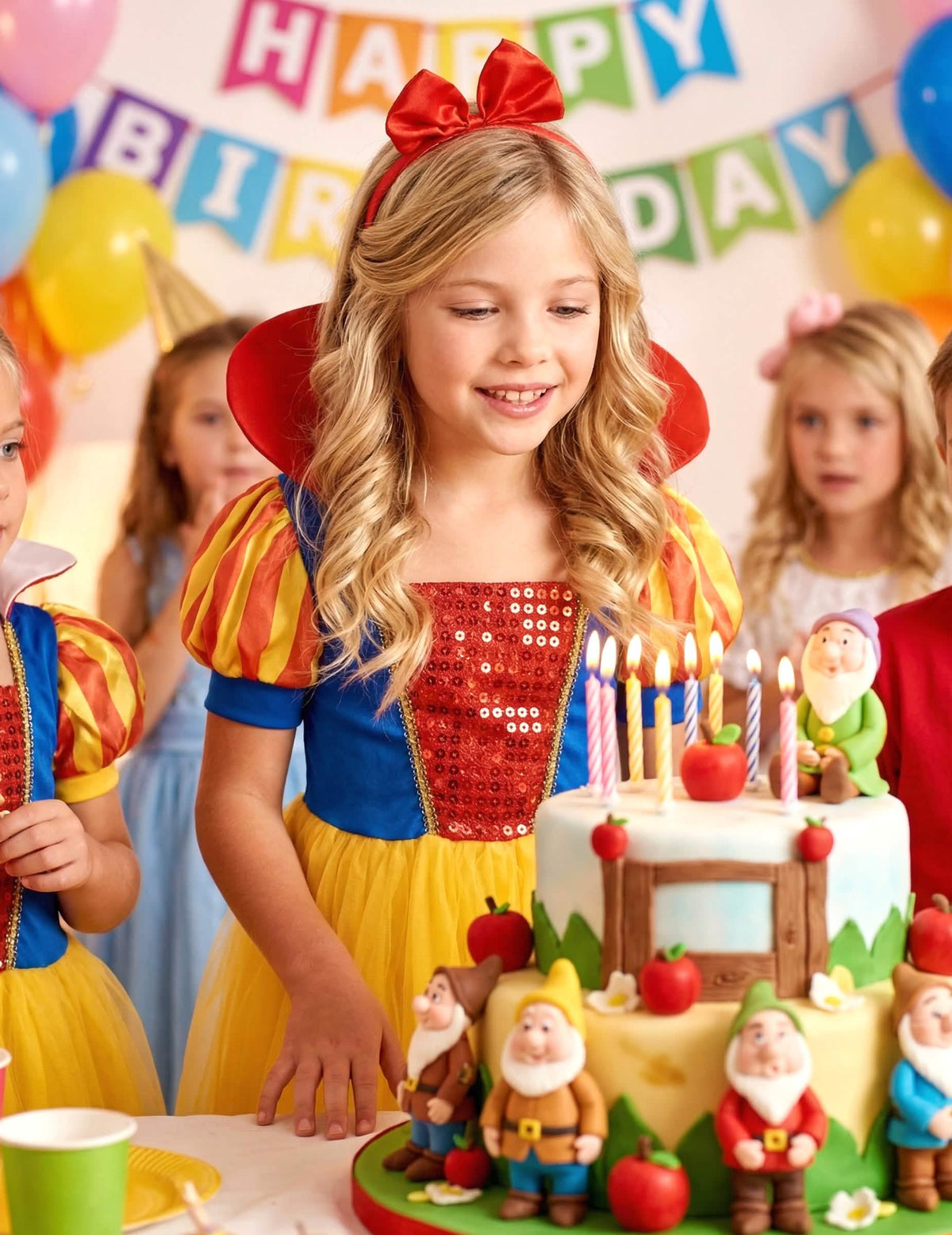 Mise en situation d'anniversaire du déguisement de princesse avec serre-tête