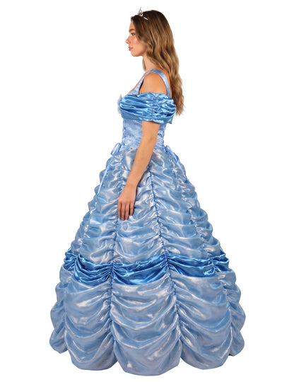 Ylellinen sininen prinsessapuku naiselle