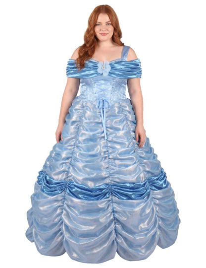 Ylellinen sininen prinsessapuku naiselle