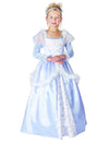 Déguisement de princesse pour enfant bleu et blanc avec motifs flocons et fausse fourrure