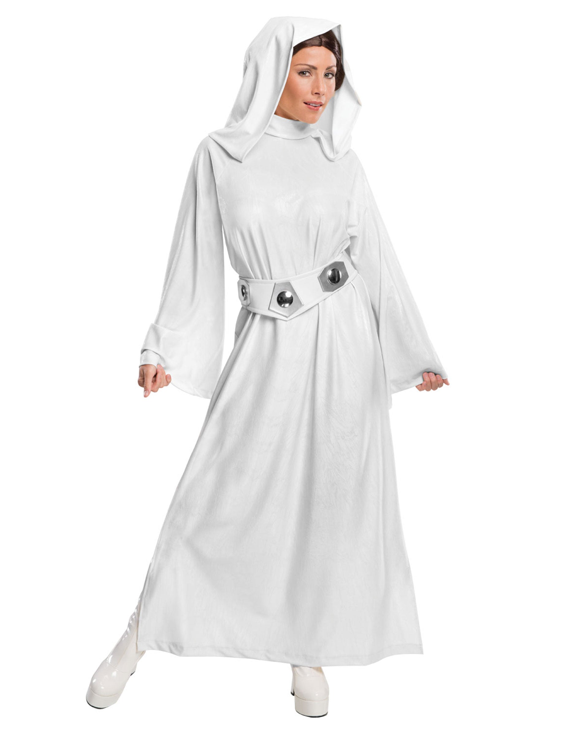 Déguisement princesse Leia Star Wars™ pour femme blanc avec capuche et ceinture