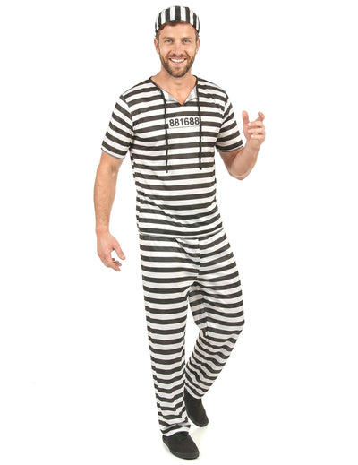 Déguisement prisonnier noir et blanc homme