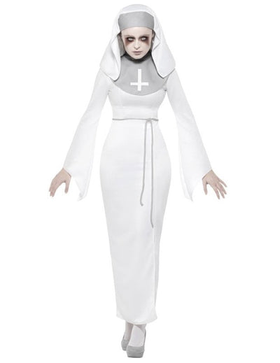 Déguisement de religieuse possédée pour femme blanc et gris