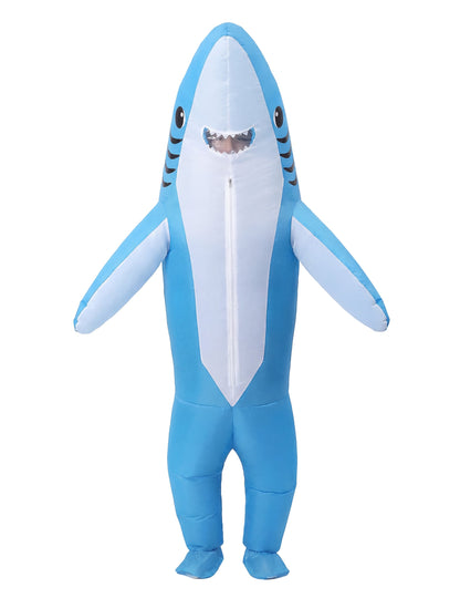 Déguisement requin gonflable pour adulte bleu et blanc