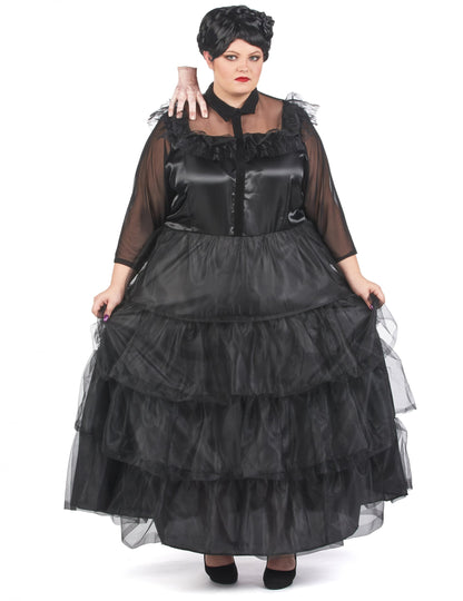 Vue de face du déguisement robe de bal gothique