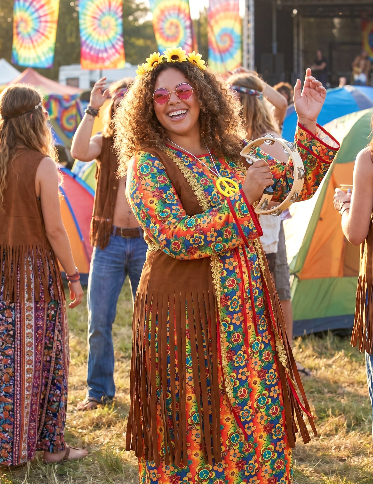 Naisten plus-koon pitkä hippihapsuinen mekkoasu