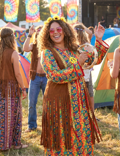Naisten plus-koon pitkä hippihapsuinen mekkoasu