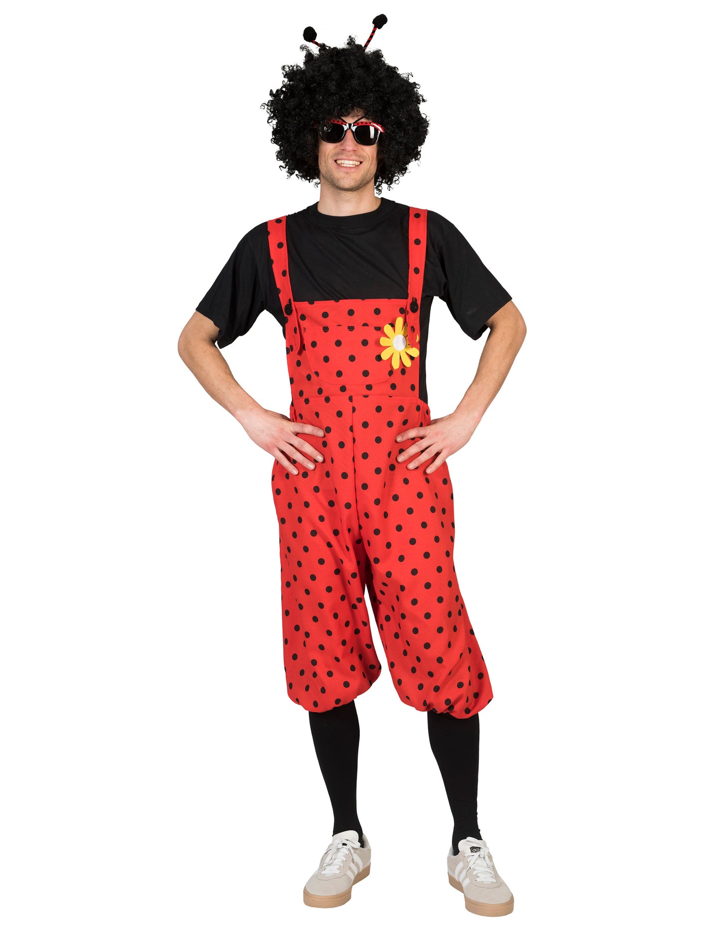 Déguisement salopette coccinelle avec fleur adulte