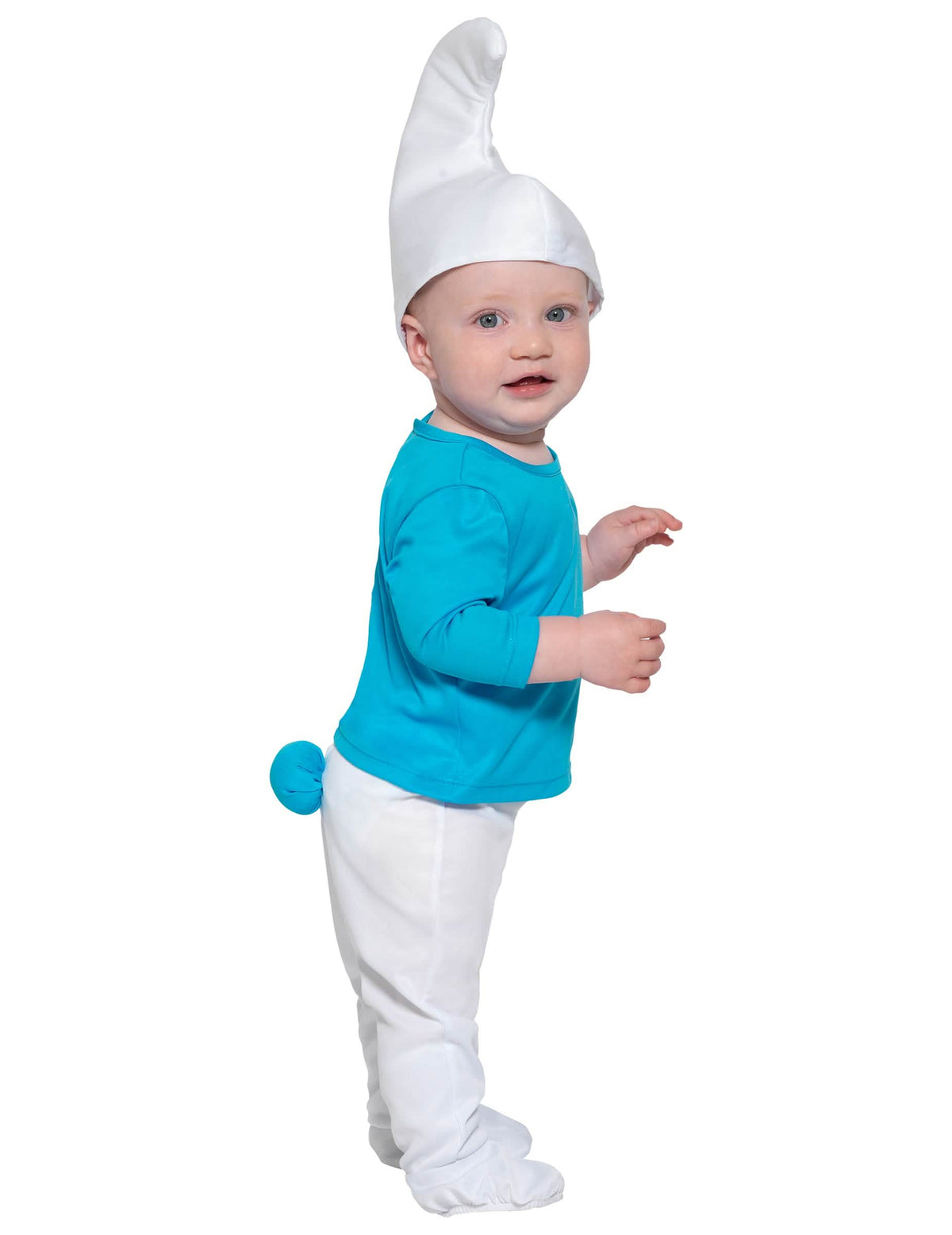 Vue de profil du déguisement de Schtroumpf pour bébé