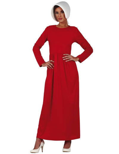 Déguisement de servante pour femme rouge avec coiffe blanche