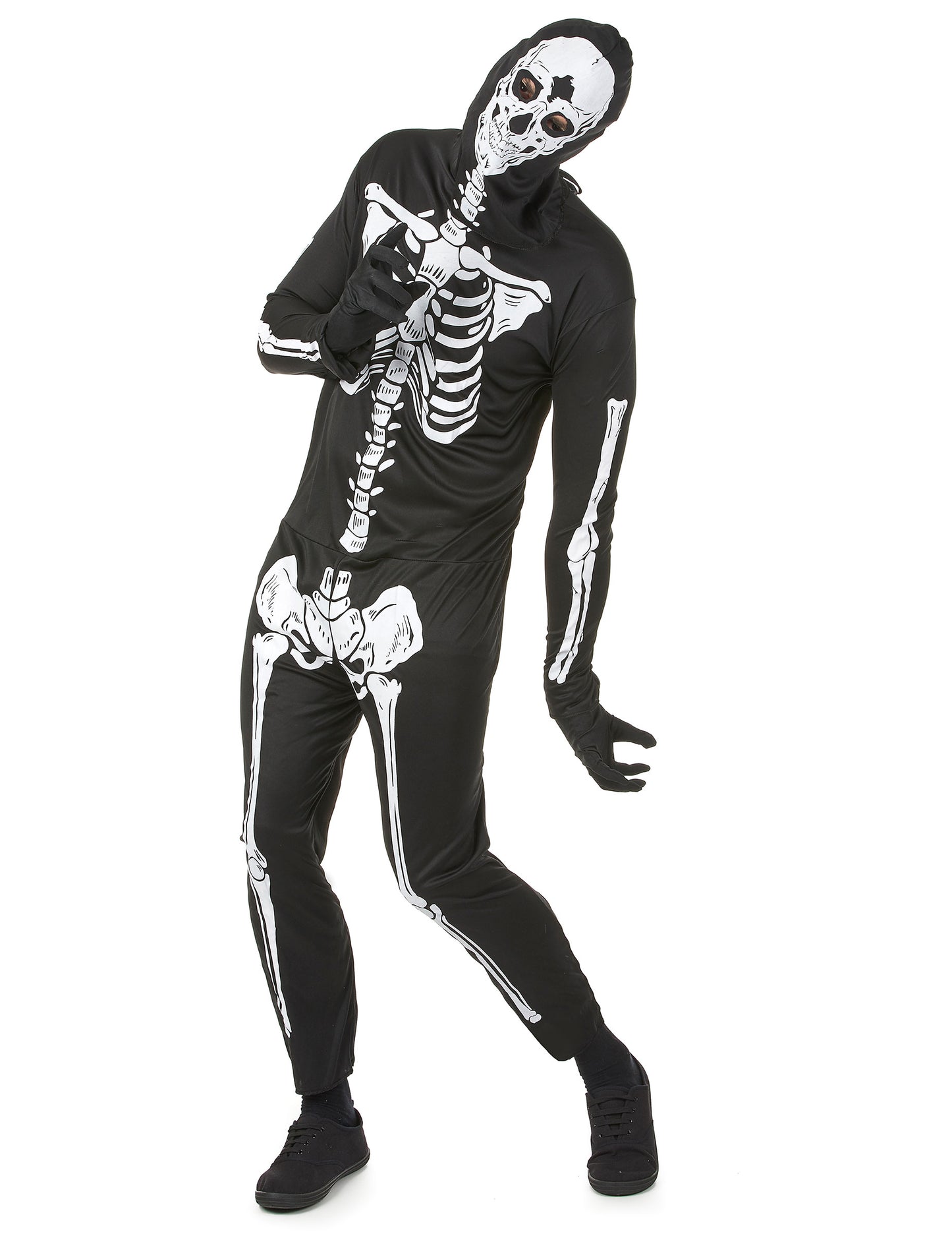 Déguisement de squelette Halloween pour homme noir et blanc