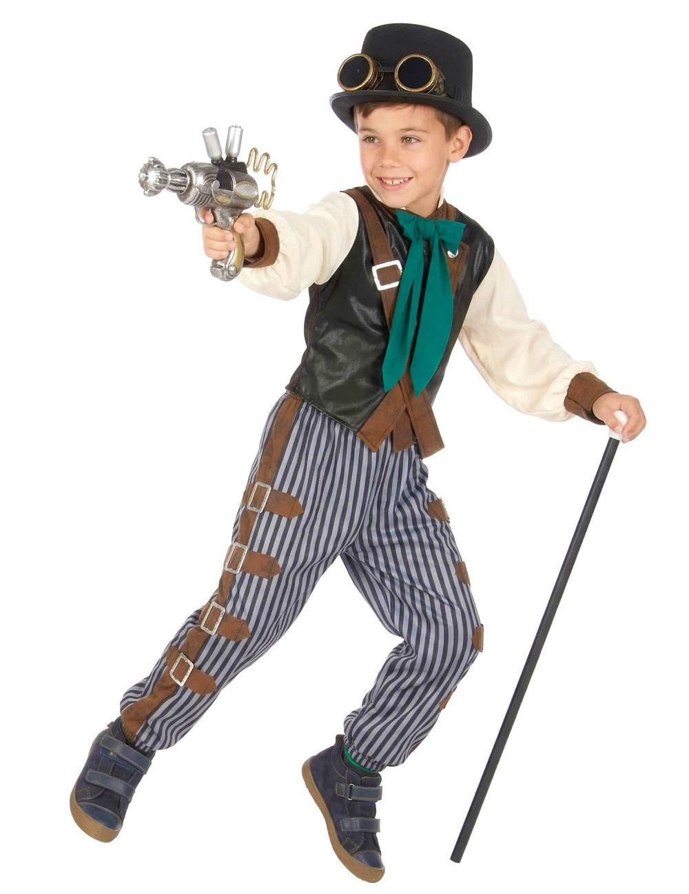 Yleiskuva lapset steampunk dandy -asusteet sisältävästä naamiaisasusta