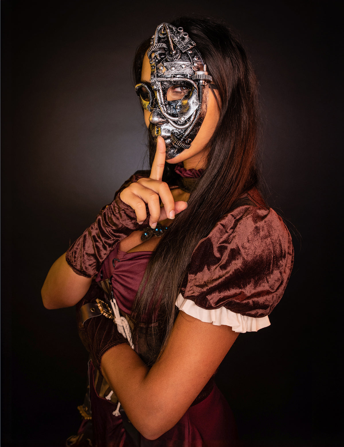Steampunk Bordeaux-naamiaisasu aikuisille