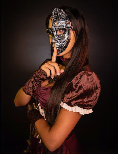 Steampunk Bordeaux-naamiaisasu aikuisille