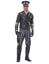 Déguisement capitaine steampunk pour homme noir et gris avec détails d'engrenages