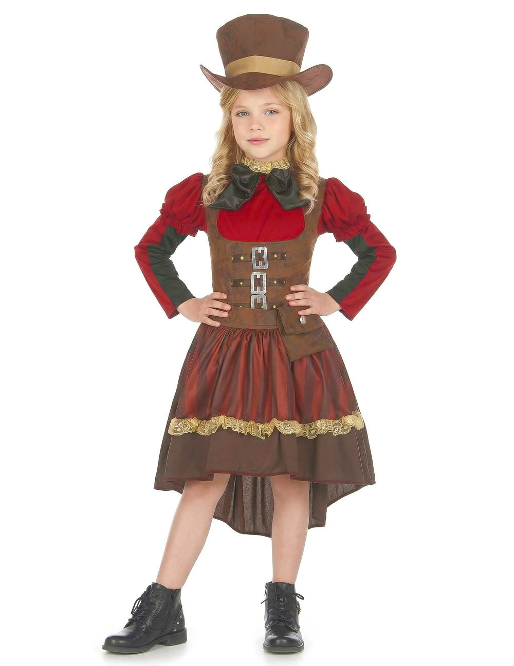 Edestä nähtynä puettuna steampunk-luksusnaamiaisasu tytöt