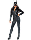 Déguisement super-héroïne chat sexy pour femme noir avec masque à oreilles