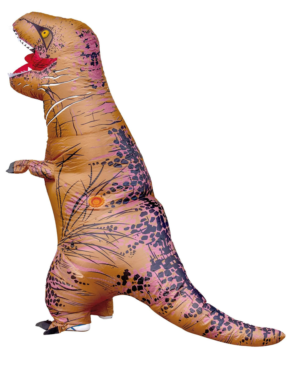 Sivu näkymä aikuiset carry me T-rex -naamiaisasusta