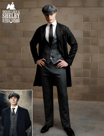 Déguisement Tommy Shelby Peaky Blinders™ pour homme noir et gris avec casquette