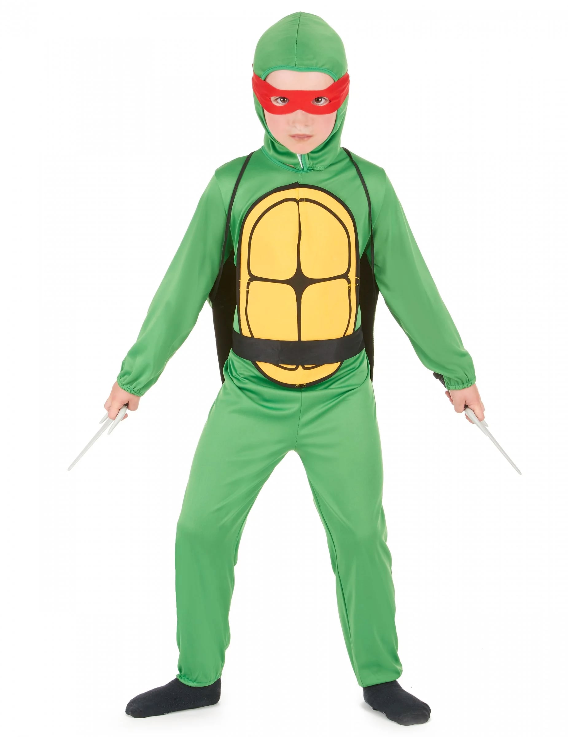 Déguisement tortue combattante pour garçon vert avec masque rouge