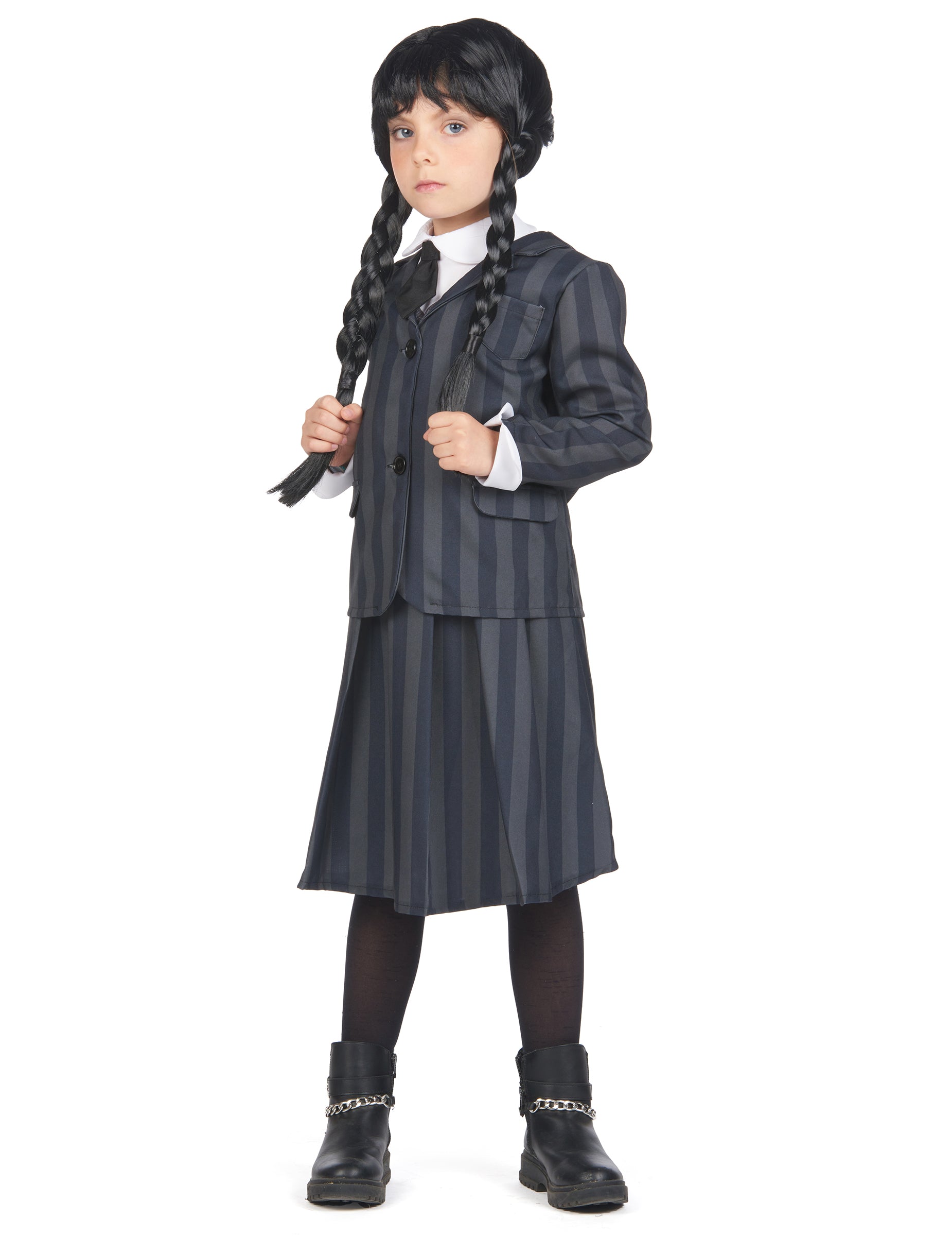 Vue de face du déguisement uniforme scolaire gothique pour enfant
