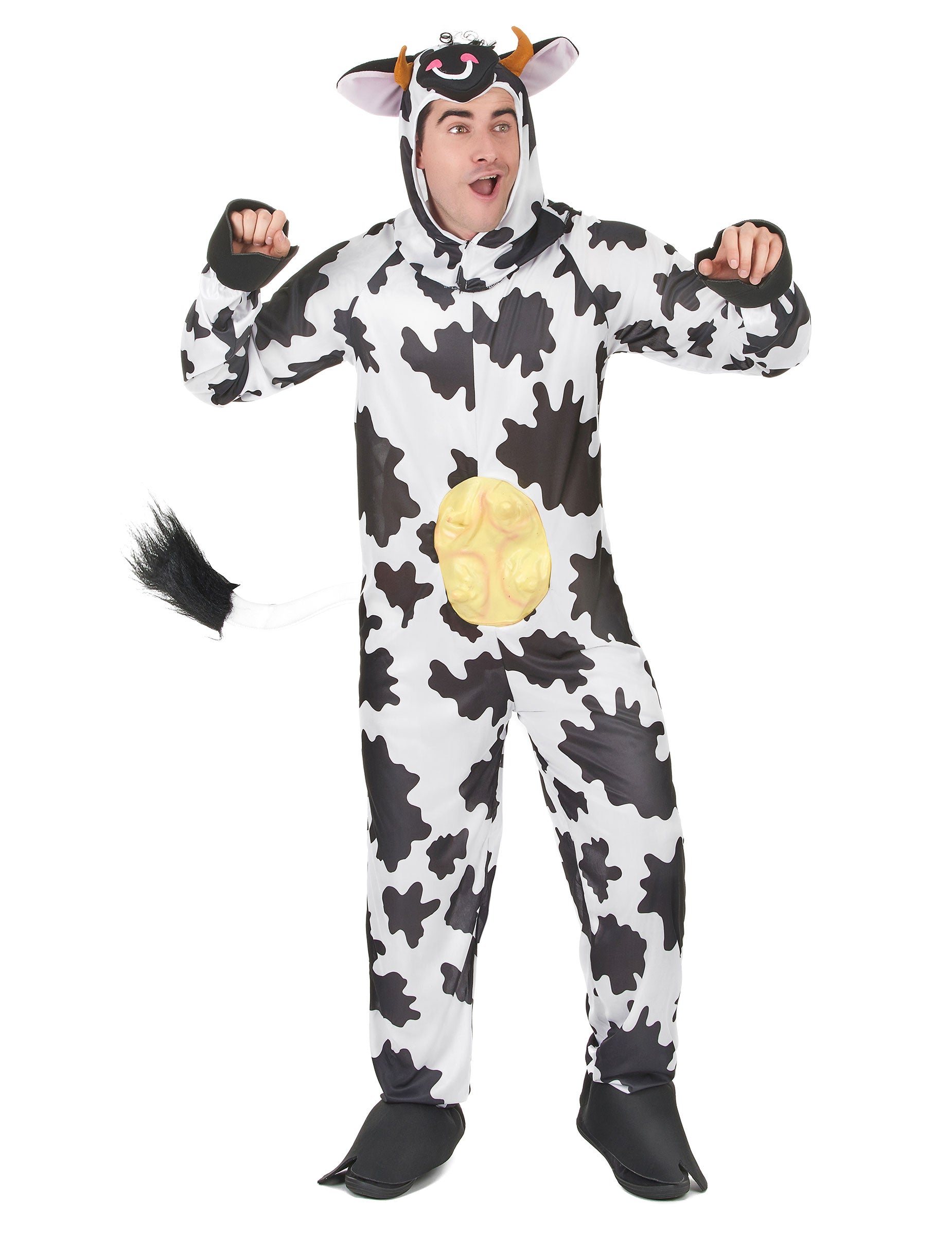 Déguisement de vache pour adulte noir et blanc avec pis