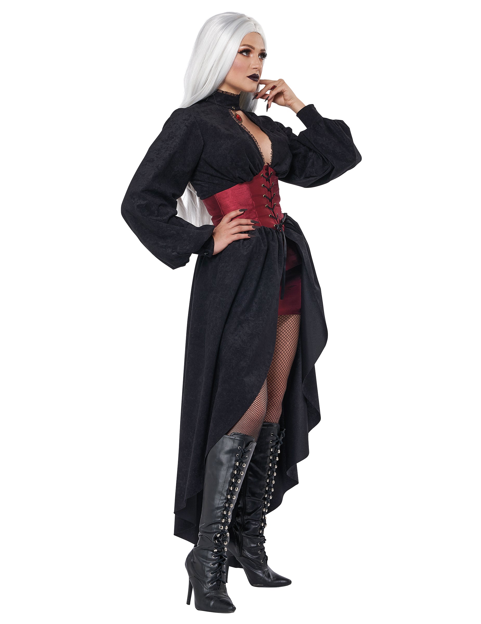 Vue de profil du déguisement vampire à corset luxe