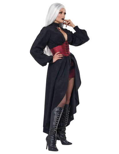 Vue de profil du déguisement vampire à corset luxe