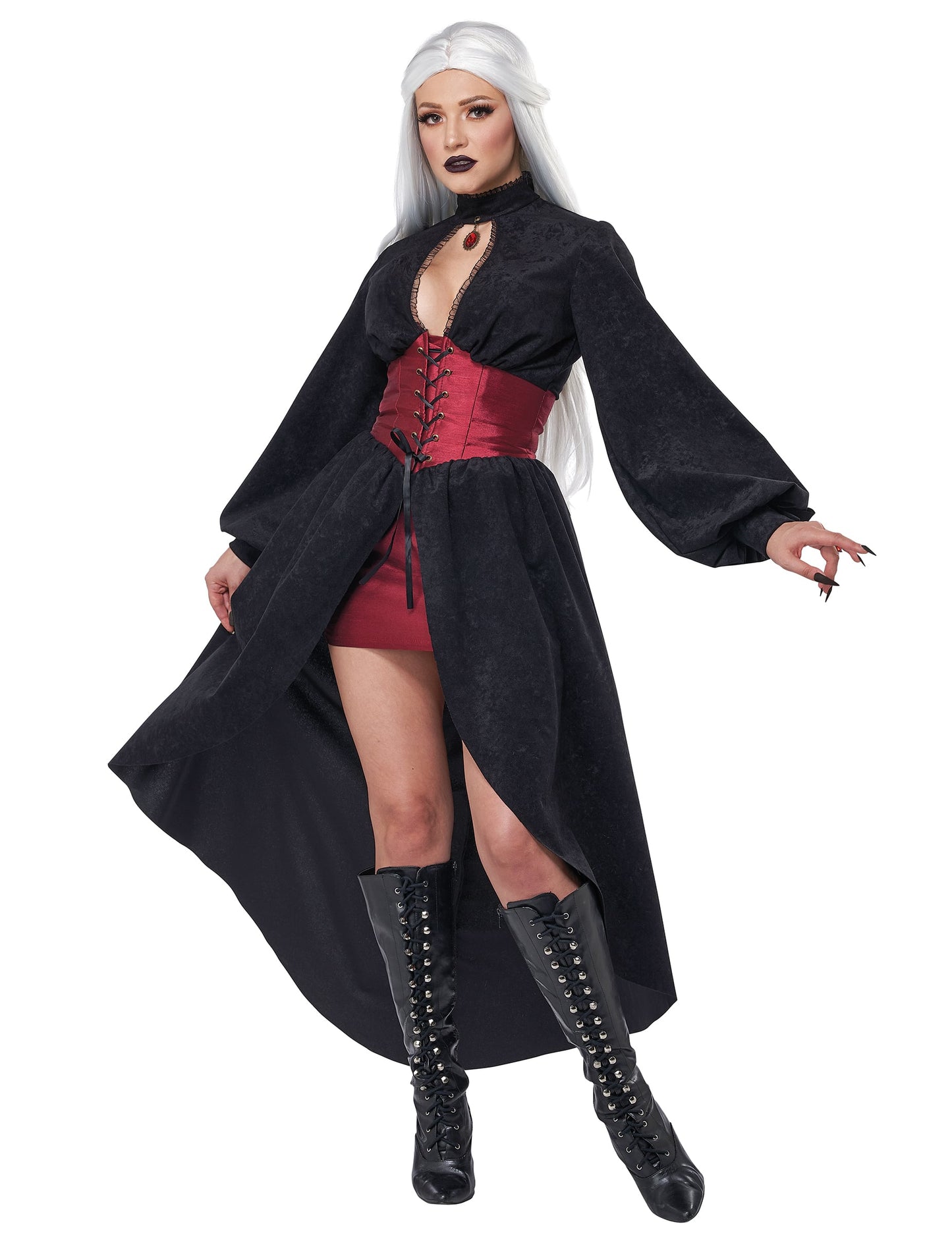 Vue de face du déguisement vampire à corset luxe