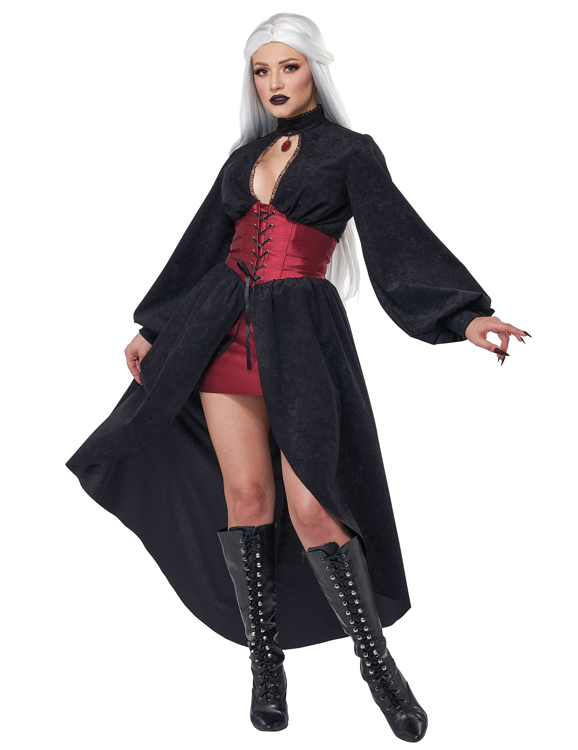Vue de face du déguisement vampire à corset luxe