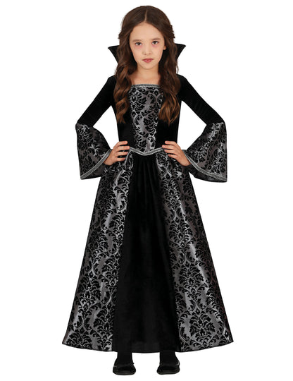 Déguisement de vampire pour fille noir et argent