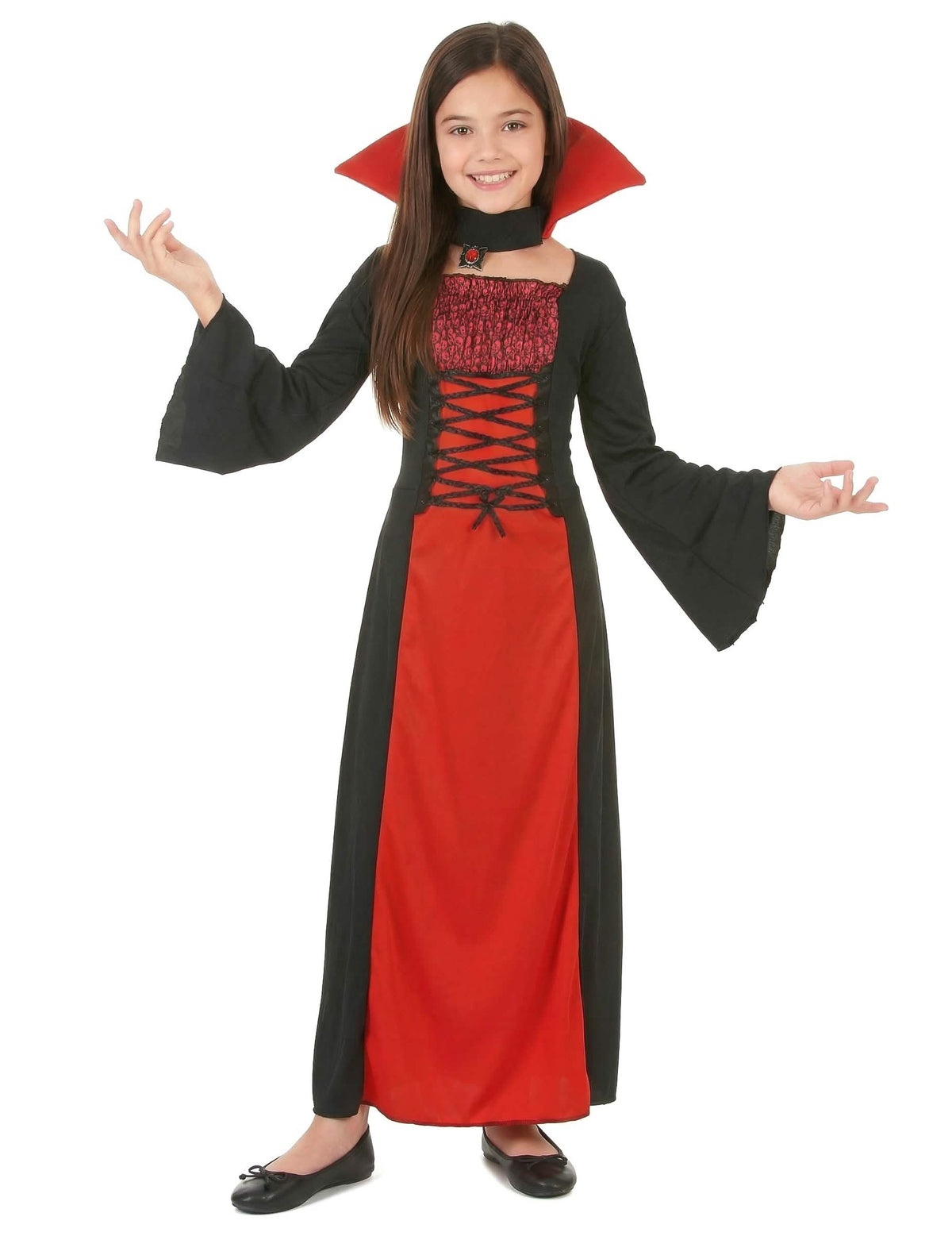 Tyttöjen pitkän vampyyriasun etunäkymä
